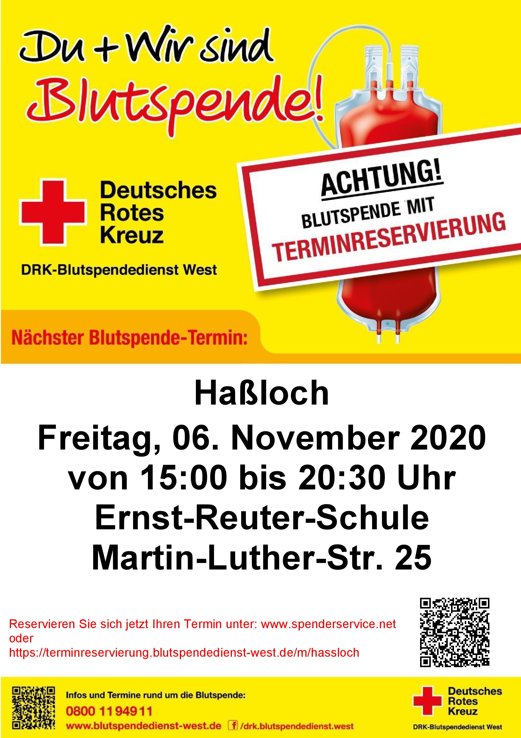 Flyer zur DRK Blutspende am 6. November 2020