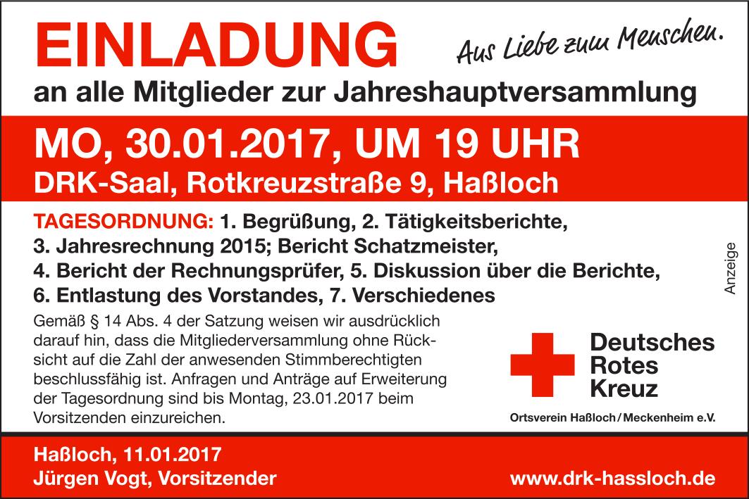 DRK Haßloch-Meckenheim Mitlgiederversammlung 2017
